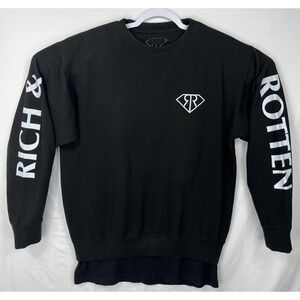 GUC Rich & Rotten Mens Black Sleeve Print Double Layer Crewneck Sweatshirt M